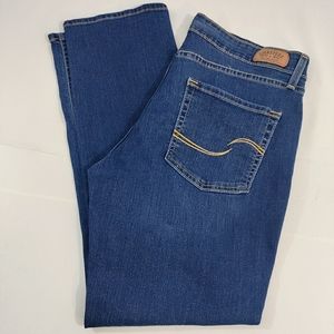 Levi's Signature Modern Straight Mid Rise Dark Wash Stretch Denim Jeans Size 14